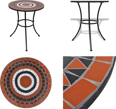 Obrázok produktu pre vidaXL Bistro stôl terakota červená a biela 60 cm mozaika - Stôl - Stoly - Záhradné stoly