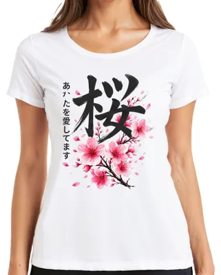 Immagine prodotto di Maglietta da donna, colore bianco, taglia 3XL, con motivo di fiori di ciliegio giapponesi (sakura), stile Y2K, ispirata alla natura