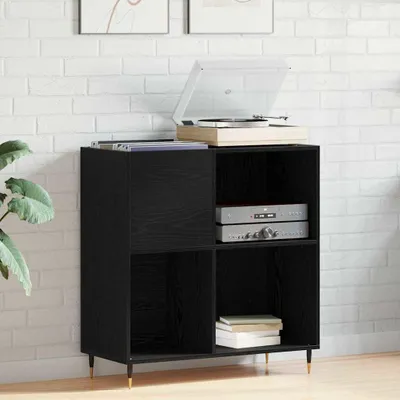 Produktbild von Möbel Schallplattenschrank Schwarz Eichen-Optik 85 x 38 x 89 cm - CD- & DVD-Regale &58904