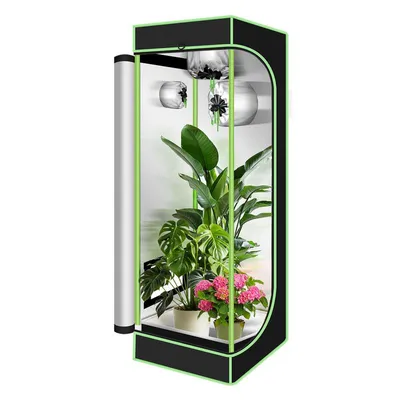 Obrázek produktu pro VINGO pěstební stan 60x60x180cm pěstební stan, pěstební box, pěstební skříň pro domácí pěstování, vnitřní pěstební stan, pěstírna, světlu a voděodolný stan pro rostliny, pěstební stan černozelený