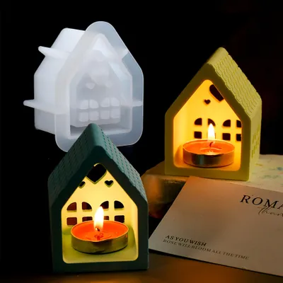Produktbild von Silikonformen, Gießformen, Haus, Weihnachten, Kerzenhalter, Teelicht, DIY mit Fenster