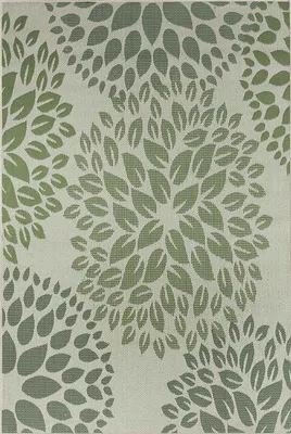 Produktbild von In- und Outdoor Flachgewebe Terrassen & Balkon Küche Teppich Blumen Design Grün, Maße:Ø 160 cm Rund