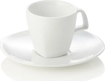 Produktbild von 4x Espressotasse mit Untertasse Set, 80 ml, weiß, Porzellan