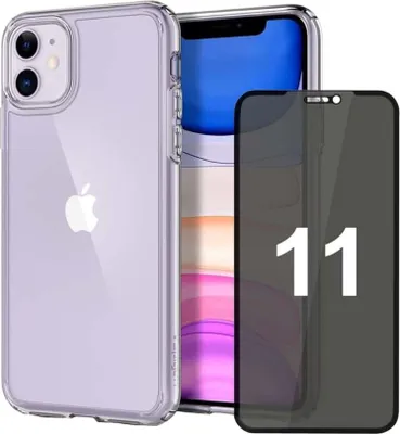 Obrázek produktu pro Průhledný kryt na mobilní telefon iPhone, průhledný ochranný kryt, průhledný kryt pro iPhone, nárazuvzdorný, odolný proti poškrábání s ochranou displeje – iphone 11 / Soukromí