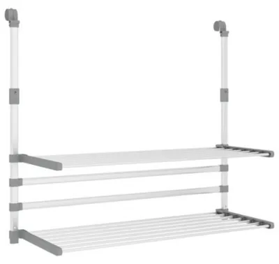 Productafbeelding van Zimilo balkonwasdroger van aluminium, 89x25x(60-90)cm, inklapbaar, droogrek, ophanghaken, wasrek, flexibel, ruimtebesparend