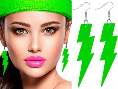 Produktbild von NEONBLITZGRÜNE Ohrringe 80er 90er Disco Outfit