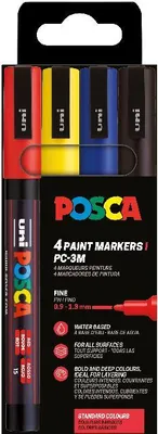 Produktbild von FABER-CASTELL Marker UNI POSCA PC-3M 4er Set Basic