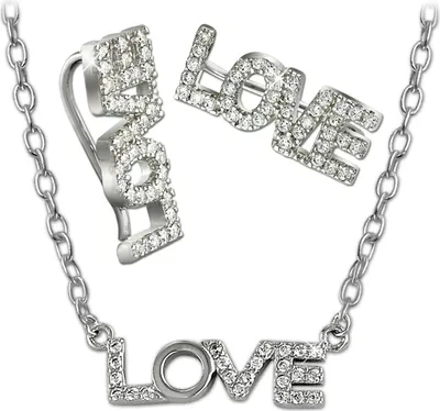 Imagen del producto de Conjunto de joyería SilberDream: collar, colgante y pendientes, en plata, con circonitas blancas, para mujer (modelo GSS409W)