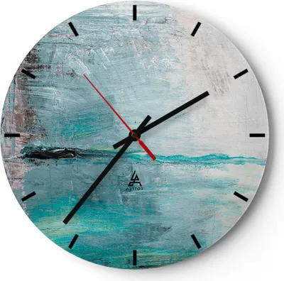 Produktbild von Wanduhr - Rund - Glasuhr - Abstraktion modern - 40x40cm - Schleichendes Uhrwerk - Lautlos - zum Aufhängen bereit - Dekoration Modern - Wanddekoration aus Glas - C3AR40x40-3591