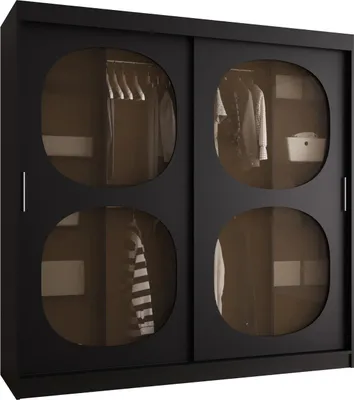 Produktbild von MEBLE KRYSPOL Kleiderschrank mit Glas 200 x 200 x 62 cm BAHRAJN 2, Schwarz