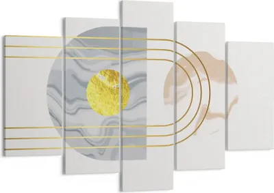 Produktbild von Bild auf Leinwand - Leinwandbild - 5 Teile - Modern Gold abstrakt - 150x100cm - Wand Bild - Wanddeko - Wandbilder - Leinwanddruck - Bilder - Wanddekoration - Leinwand bilder - EA150x100-4574