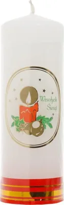 Obrázek produktu pro Vánoční svíčka, velká s nápisem Merry Christmas (Veselé Vánoce)