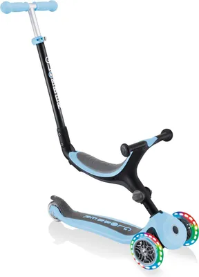 Produktbild von GLOBBER GO-UP FOLDABLE LIGHTS – 3 in 1 Dreirad, 120/80 mm, ABEC 5, 3-rädrig, höhenverstellbar, LED-Rollen, pastellblau