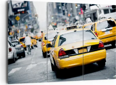 Produktbild von Bild auf Leinwand - Leinwandbild - Taxi Straße New York - 165x110cm - Wand Bild - Wanddeko - Leinwanddruck - Bilder - Kunstdruck - Wanddekoration - Leinwand bilder - Wandkunst - CE165x110-2663