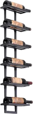 Produktbild von Weinregal, für 6 Flaschen, Flaschenregal, Weinlagerung, Wandweinregal, Loft-Stil Hausbar, Metall, Schwarz Höhe 115 cm, Wandmontage