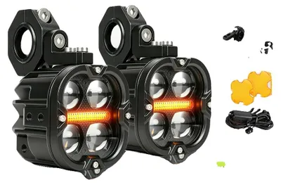 Imagen del producto de Faro de trabajo para motocicleta, de doble color, con luz de carretera y luz de posición, y luz diurna (DRL) ámbar de 3 pulgadas