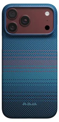 Image de Coque en aramide pour iPhone 18 Pro Max / 17 Pro Max, coque ultra-fine PITAKA avec MagSafe, couleur bleue avec Polyamide