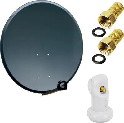 Produktbild von PremiumX SAT Anlage 60cm Satellitenschüssel ALU Single LNB 2x F-Stecker