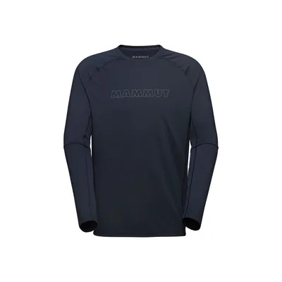 Langarmshirt für Herren in Dunkelblau mit "MAMMUT"-Logo auf der Vorderseite.