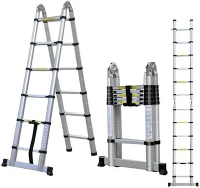 Imagen del producto de Silecomplaza Escalera telescópica de 3.8 metros, escalera plegable extensible de aluminio, escalera de aluminio, escalera multiusos, diseño telescópico, capacidad de carga de hasta 150 kg (3.8 m / 1.9 + 1.9 m)