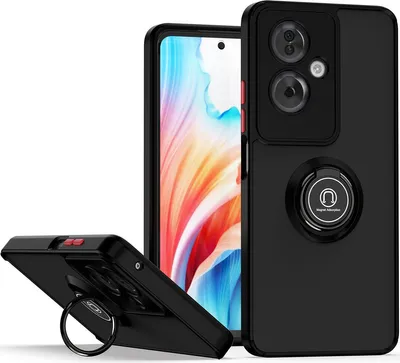 Immagine prodotto di Custodia per Oppo A79 5G opaca traslucida in TPU con supporto ad anello e supporto Nero Rosso