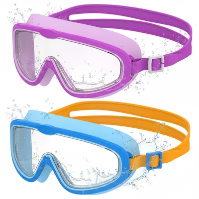 Produktbild von Seaflar 2 Pcs Kinder Schwimmbrille von 3-14 mit Großrahmen, Anti-Beschlag