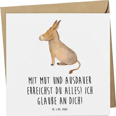 Produktbild von Mr. & Mrs. Panda Grußkarte Sportliche Wettkämpfe Mut und Ausdauer - Weiß - Geschenk, Glückwunschkarte, Klappkarte, Zuversicht, Motivation, doppelkarte, Mutmacher, Trost