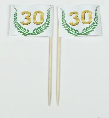 Produktbild von Party-Picker Flagge Jubiläumskranz "30" Jubiläum Papierfähnchen in Spitzenqualität 25 Stück Beutel