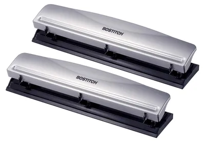 Productafbeelding van Bostitch 3-gats nietmachine, capaciteit 12 vellen, metaal, zilver, 2 stuks