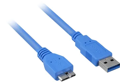 Obrázok produktu pre Sharkoon micro USB 3.0, 3 m, Micro-USB B, USB A, Samec/samec, 5 Gbit/s, Modrá