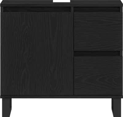 Produktbild von Waschbeckenunterschrank Schwarz Eiche 65x33x60 cm Holzwerkstoff, Badezimmerschränke DesignMöbel Neu