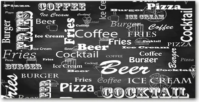 Produktbild von Tulup Glas-Bild -140x70- Wandkunst Dekorative Wand für Küche & Wohnzimmer - Sprüche - Restaurant Menü - Schwarzweiß