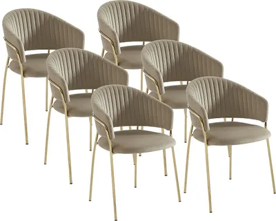 Produktbild von Stuhl 6er-Set - Samt & Metall goldfarben - Beige - MADOLIA von Pascal MORABITO