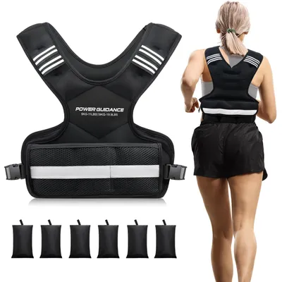Obrázek produktu pro Zátěžová vesta - Nastavitelná 5 až 14,4 kg - Prodyšná - Reflexní - Černá