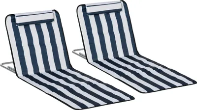 Produktbild von Sonnenliege klappbar Gartenliege mit Kopfkissen Liegestuhl mit 5-Fach verstellbare Rückenlehne Tragetasche Blau