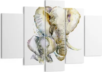 Produktbild von Bild auf Leinwand - Leinwandbild - Elefanten tier safari afrika - 150x100cm - Wand Bild - Wanddeko - Leinwanddruck - Bilder - Kunstdruck - Wanddekoration - Leinwand bilder - Wandkunst - EA150x100-2884