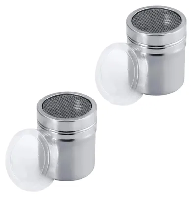 Produktbild von Puderzuckerstreuer, 2 Stück Mehlstreuer mit Deckel aus Edelstahl für Cappuccino und Kakao