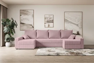 Produktbild von ALTDECOR Ecksofa mit Schlaffunktion und Bettkasten Corner Sofa Eckcouch Couch U-Form universal, links/rechts angeordnet Schlafcouch Ausziehbar Wohnlandschaft ALESIA-U - 301x140x90cm Rosa
