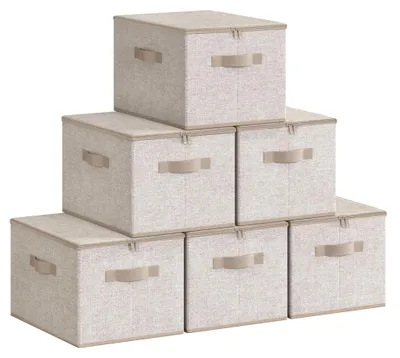Produktbild von Aufbewahrungsbox mit Deckel, faltbare Stoffbox mit Griffen, Kleideraufbewahrungsbox, Vliesstoff, 6er-Set, 40 x 30 x 25 cm