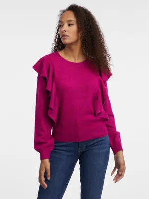 Produktbild von Orsay Dunkelrosa Damenpullover mit Rüschen 507509317000__M