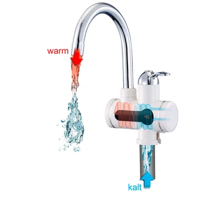 Produktbild von Mauk digitaler Wasserhahn mit integriertem Durchlauferhitzer und Temperaturanzeige | Weiß