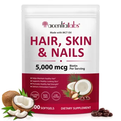 Produktbild von Biotin 5000mcg Hochdosiert Haut Haare Nägel Haarvitamine Vitamine 400 Softgels
