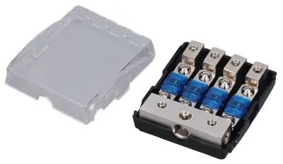 Imagen del producto de Bloque de distribución de energía de 60A, con 1 entrada y 4 salidas, para portafusibles de audio, compatible con sistemas solares para automóviles y vehículos recreativos