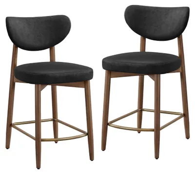 Produktbild von VASAGLE Barhocker 2er Set, mit Rückenlehne, Massivholzbeine, in Kunstleder