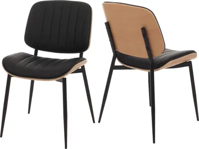 Produktbild von 2er-Set Esszimmerstuhl MCW-O44, Küchenstuhl Stuhl, Bugholz Kunstleder MVG natur, schwarz