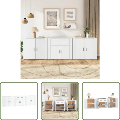 Produktbild von The Living Store Sideboards 3 Stk. Weiß Holzwerkstoff