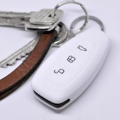 Produktbild von Auto Schlüssel Hülle Silikon Schutz Cover Weiß kompatibel mit Ford C-Max S-Max B-Max Galaxy Focus Mondeo Fiesta Kuga 3 Tasten KEYLESS SMARTKEY