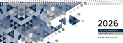 Produktbild von Zettler Tischquerkalender 1W/1S blau 2026 - Wochenkalender 30 × 10 cm, 1 Woche auf 1 Seite mit Stundeneinteilung 7-19 Uhr,, blauer Einband für Büro & Homeoffice