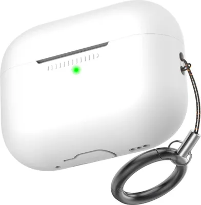 Produktbild von Ahastyle Airpods Pro 2 Silikon Fallschutz, Anti-Scratch, Carabiner, Wechselfall, weiß, für 2. Generation