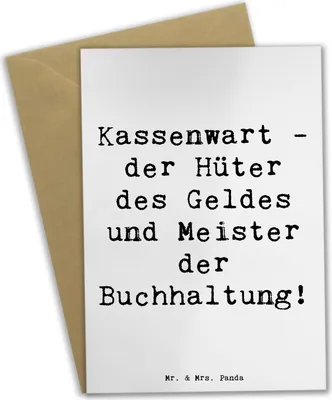 Produktbild von Mr. & Mrs. Panda Glückwunschkarte Spruch Kassenwart Meister - Weiß - Geschenk, Vereinskassenwart, Berufsgestaltung, einladungskarten, hochzeitskarten, Berufe, Grußkarte